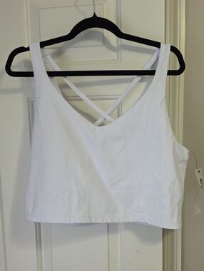 Mono B White Strappy Cropped Tank With Shelf Bra & Pads NWT 3X